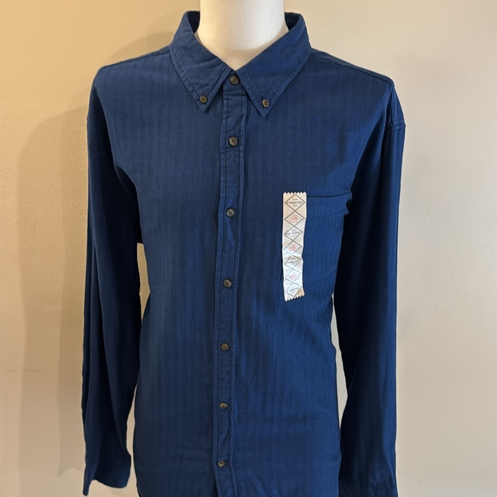 St John Bay XXL Navy Blue Legacy Flannel Long Sleeve Button Down